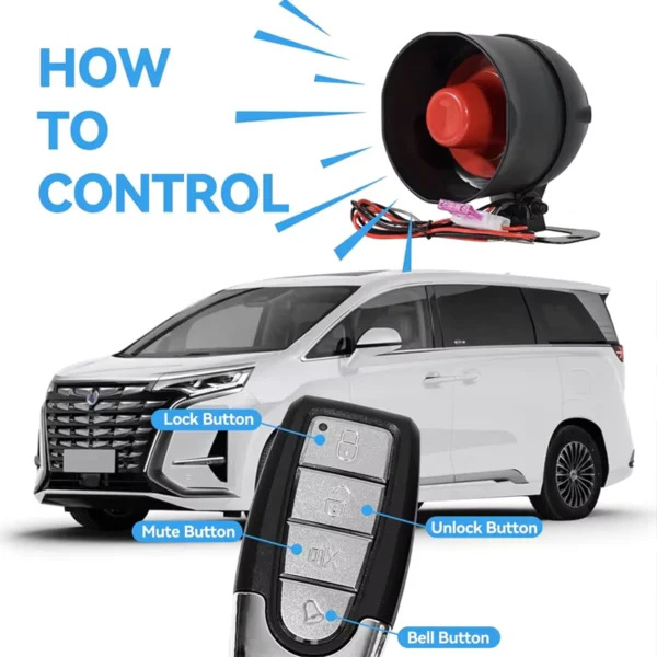12V Car Alarm System with 2 Remote Controls and Siren