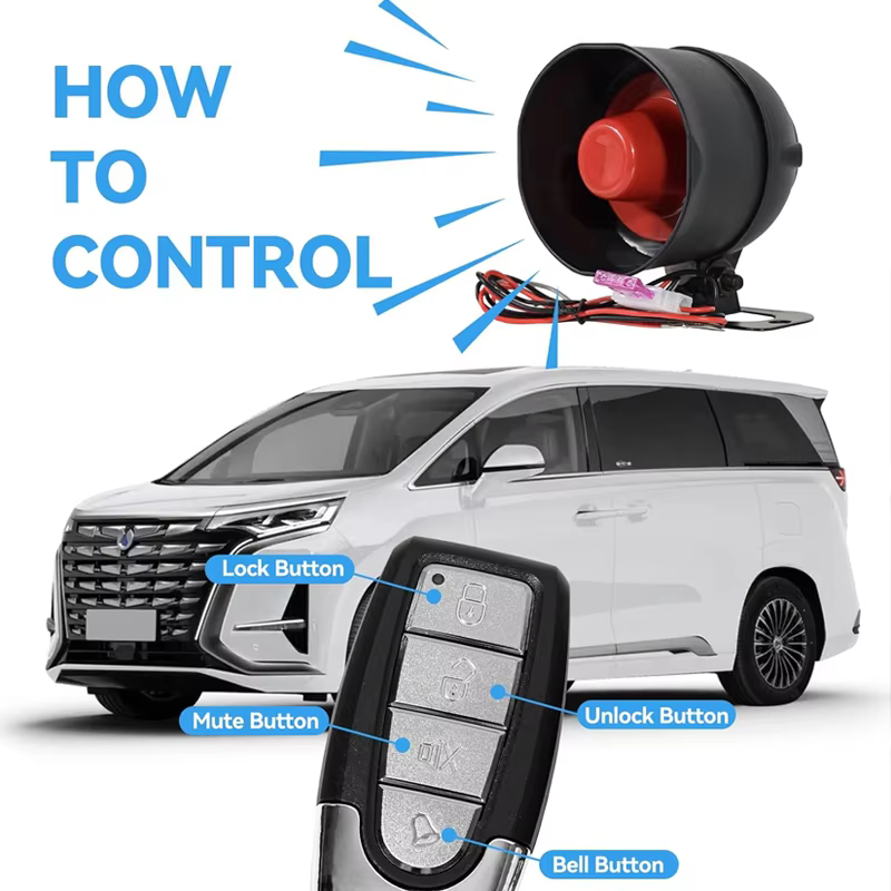 12V Car Alarm System with 2 Remote Controls and Siren