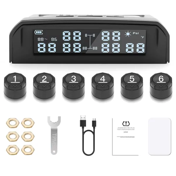Truck Tire Pressure Monitoring System with 6 Sensors and LCD