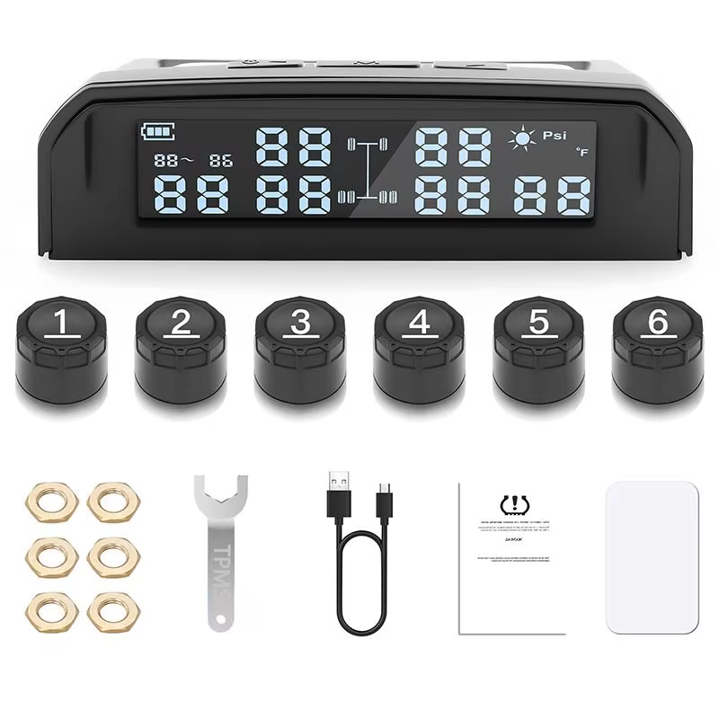 Truck Tire Pressure Monitoring System with 6 Sensors and LCD