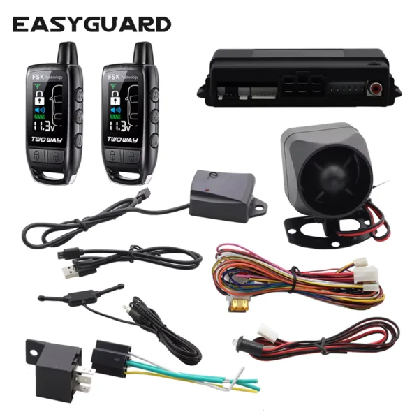EASYGUARD 2-Way Car Alarm with LCD Remote 868MHz DC12V