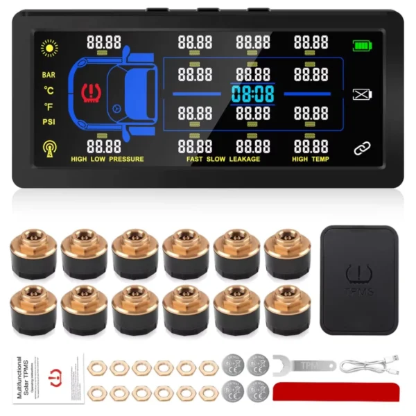 TPMS Tire Pressure Monitoring System with 12 External Sensors