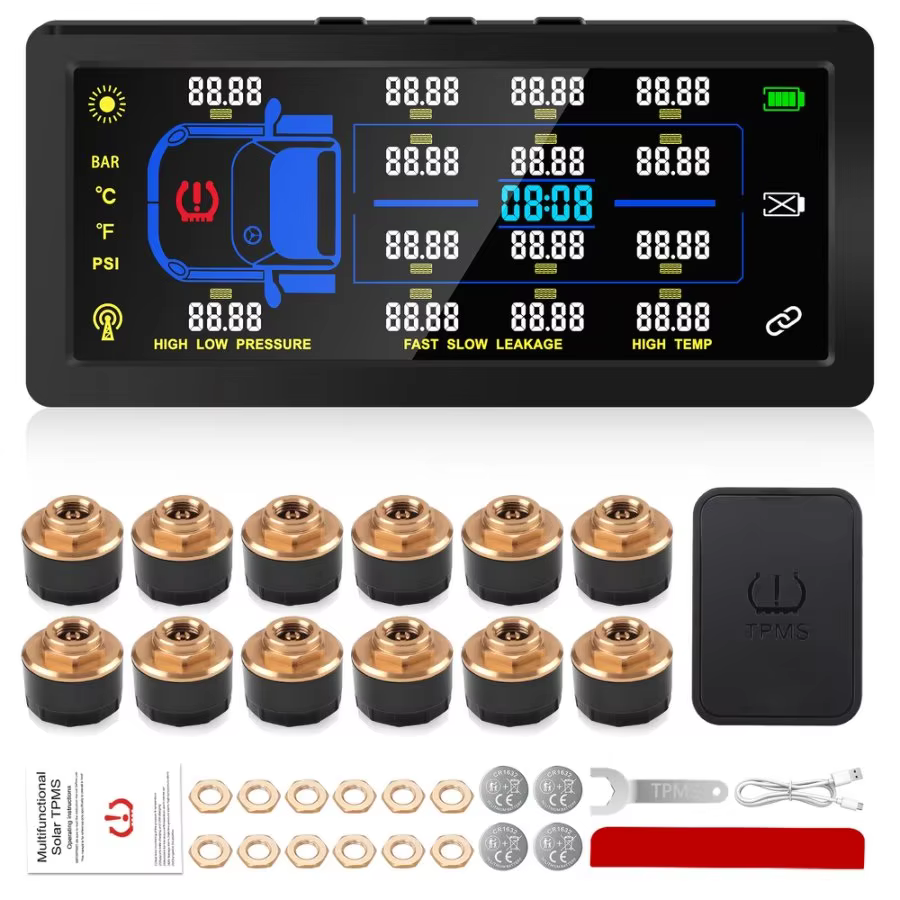 TPMS Tire Pressure Monitoring System with 12 External Sensors