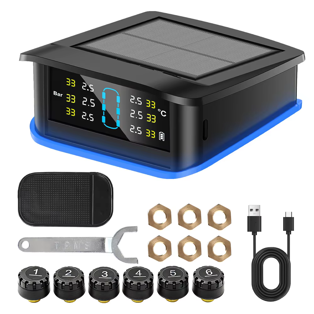 Solar TPMS Tire Pressure Monitoring System with 6 Sensors