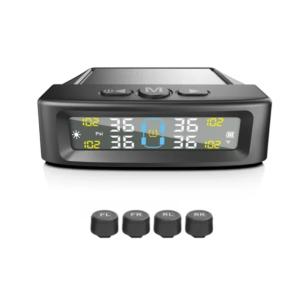 Solar TPMS Car Tire Pressure Alarm with 4 or 6 Sensors