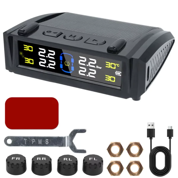 Car TPMS Tire Pressure & Temperature Monitoring System 0-6Bar