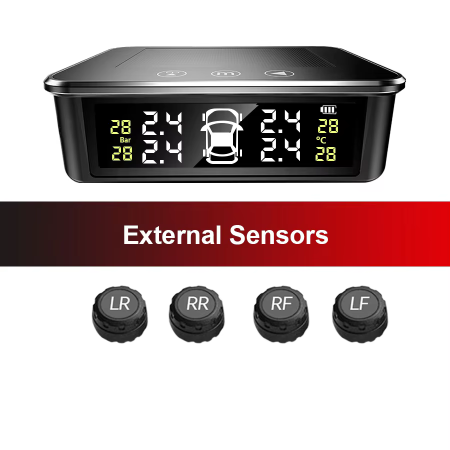 Solar-Powered TPMS Sensor with Touch LCD Display for Cars