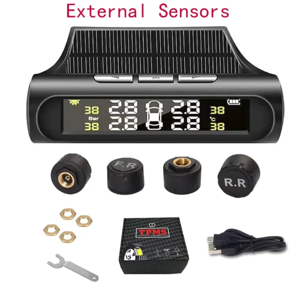 Solar Powered TPMS Tire Pressure & Temperature Monitor