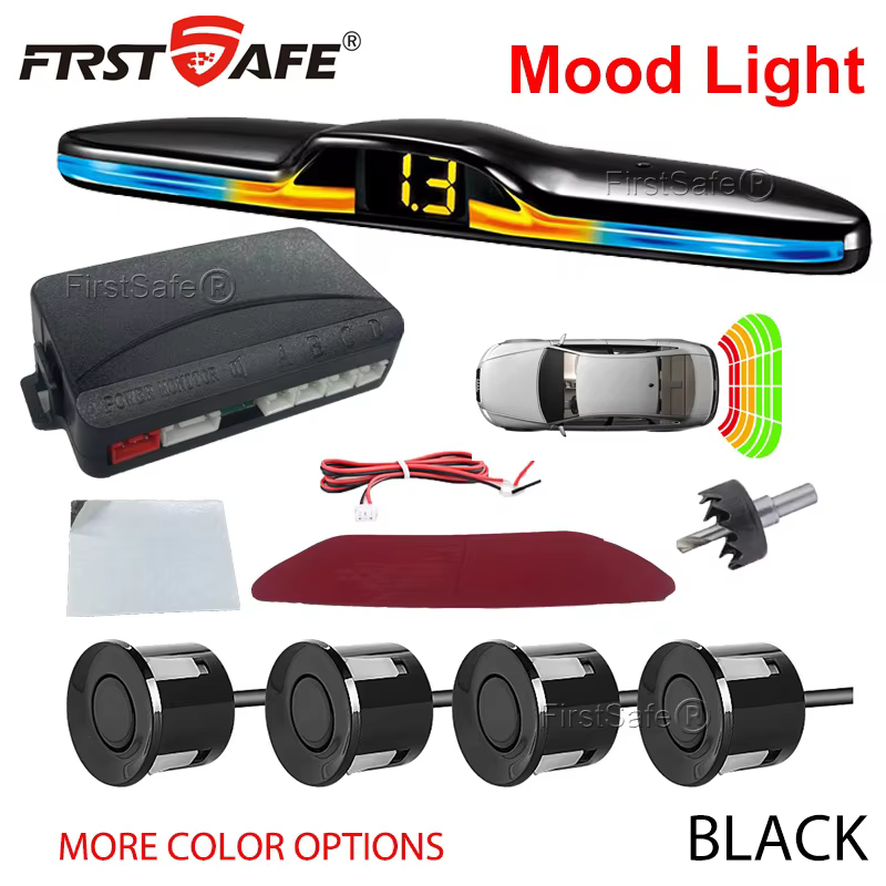 Car LED Parking Sensor Kit with 4 Radar Detectors Digital Display