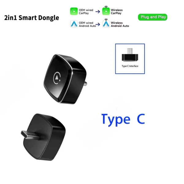 Mini Wireless CarPlay & Android Auto Adapter TYPE C
