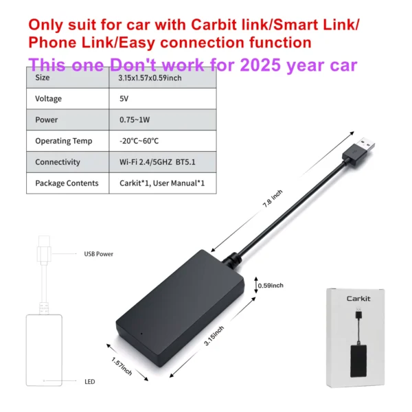 CARABC Wireless CarPlay Android Auto Adapter for Chinese Cars
