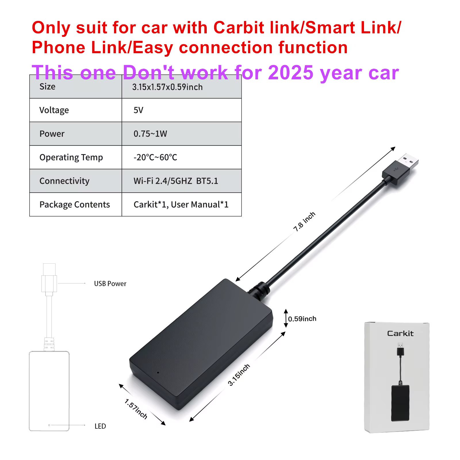 CARABC Wireless CarPlay Android Auto Adapter for Chinese Cars
