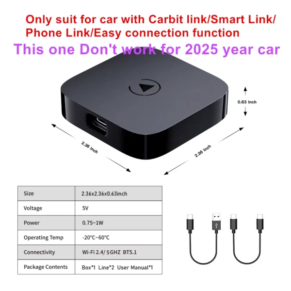 CARABC Wireless CarPlay Android Auto Adapter for BAIC Models