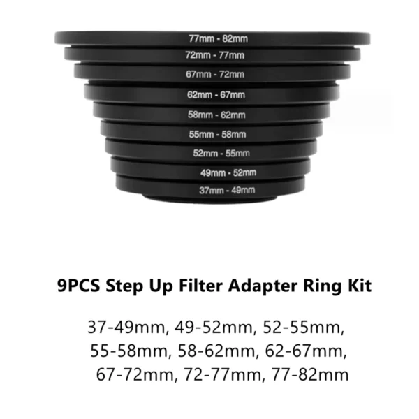 37-82mm Step Up & Down Lens Filter Ring Adapter Kit