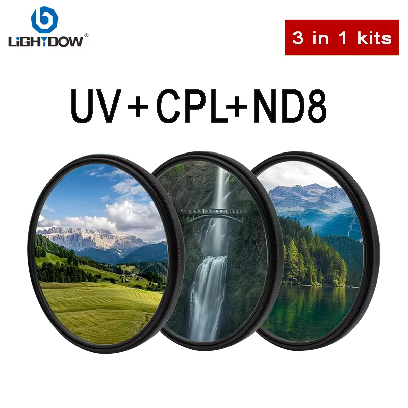 Lightdow 3-in-1 UV CPL ND8 Lens Filter Kit