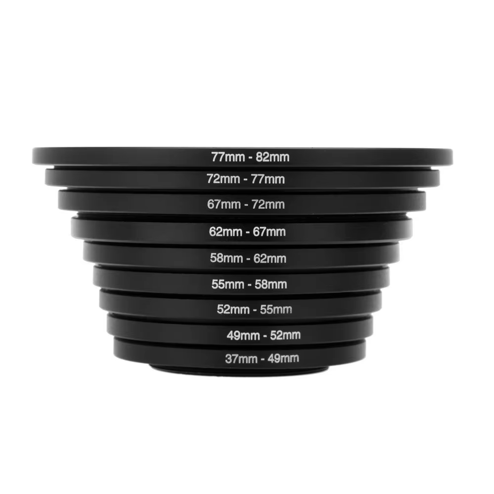 9/18-Piece Camera Lens Filter Adapter Ring Set 37-82mm