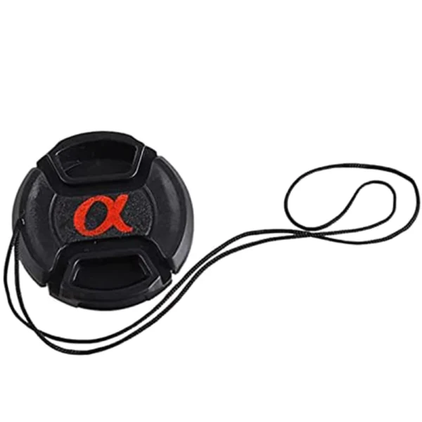 55mm Center Pinch Snap-On Lens Cap with Strap for Sony DSLR
