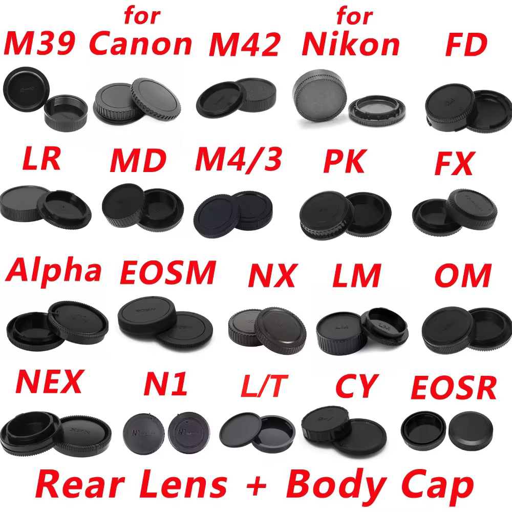 Rear Lens Cap & Camera Body Cap Set, 5 or 10 pcs