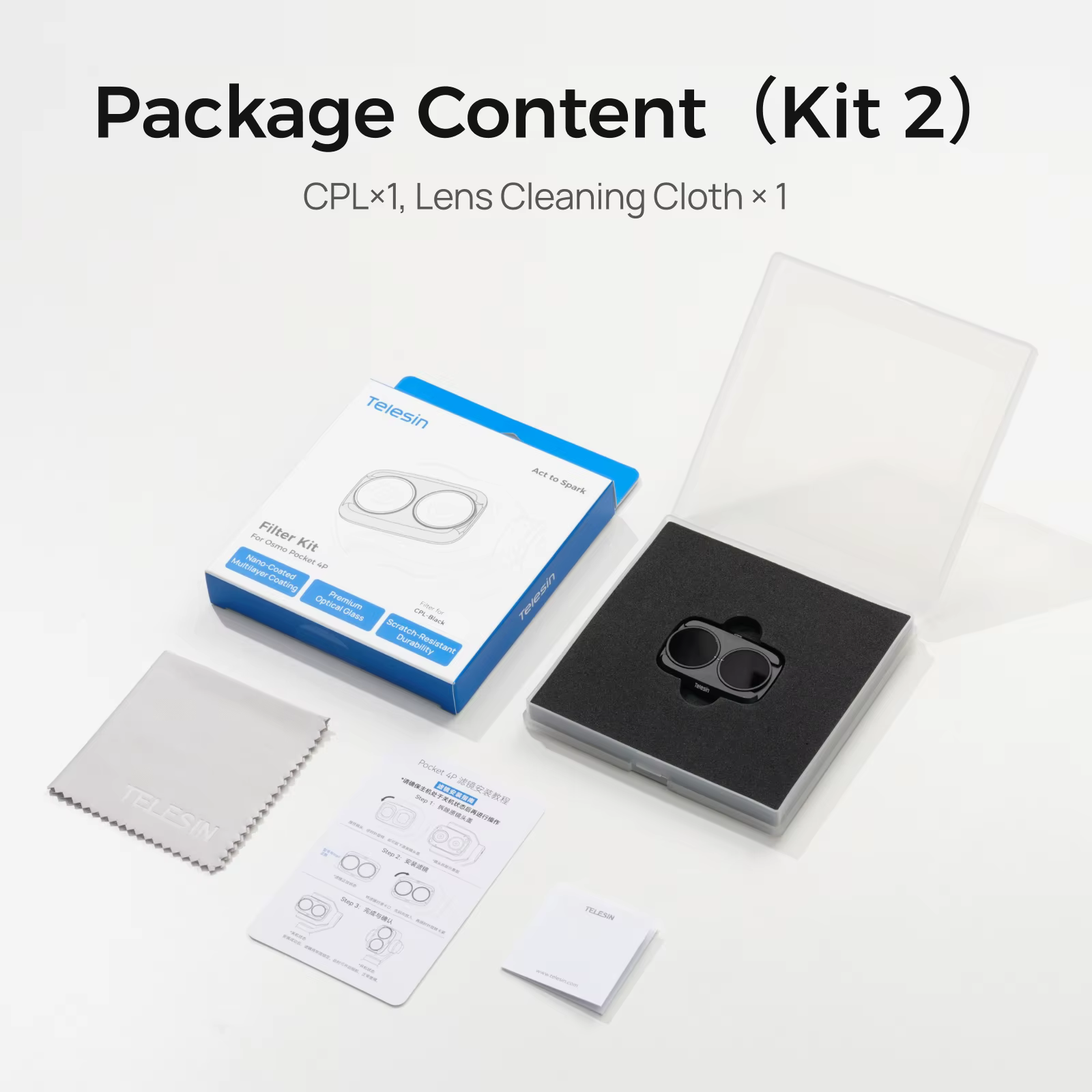 TELESIN Magnetic CPL VND Cool Rose Lens Filter Kit for DJI 4P