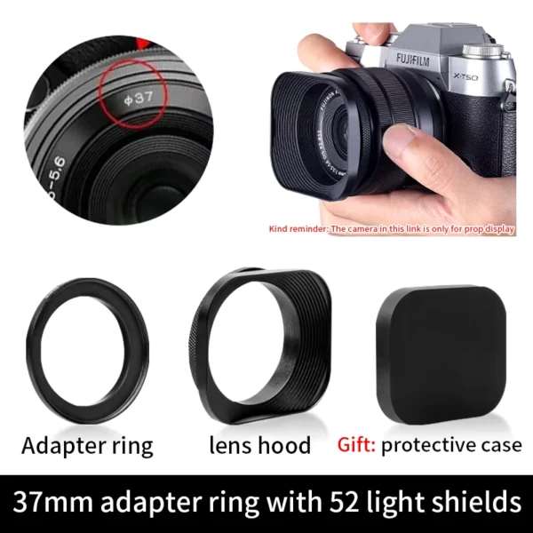 Metal Square Camera Lens Hood for Nikon Canon Sony Fuji
