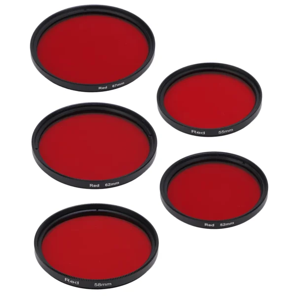 Full Red Color Filter Threaded Lens 52-67mm for Cameras