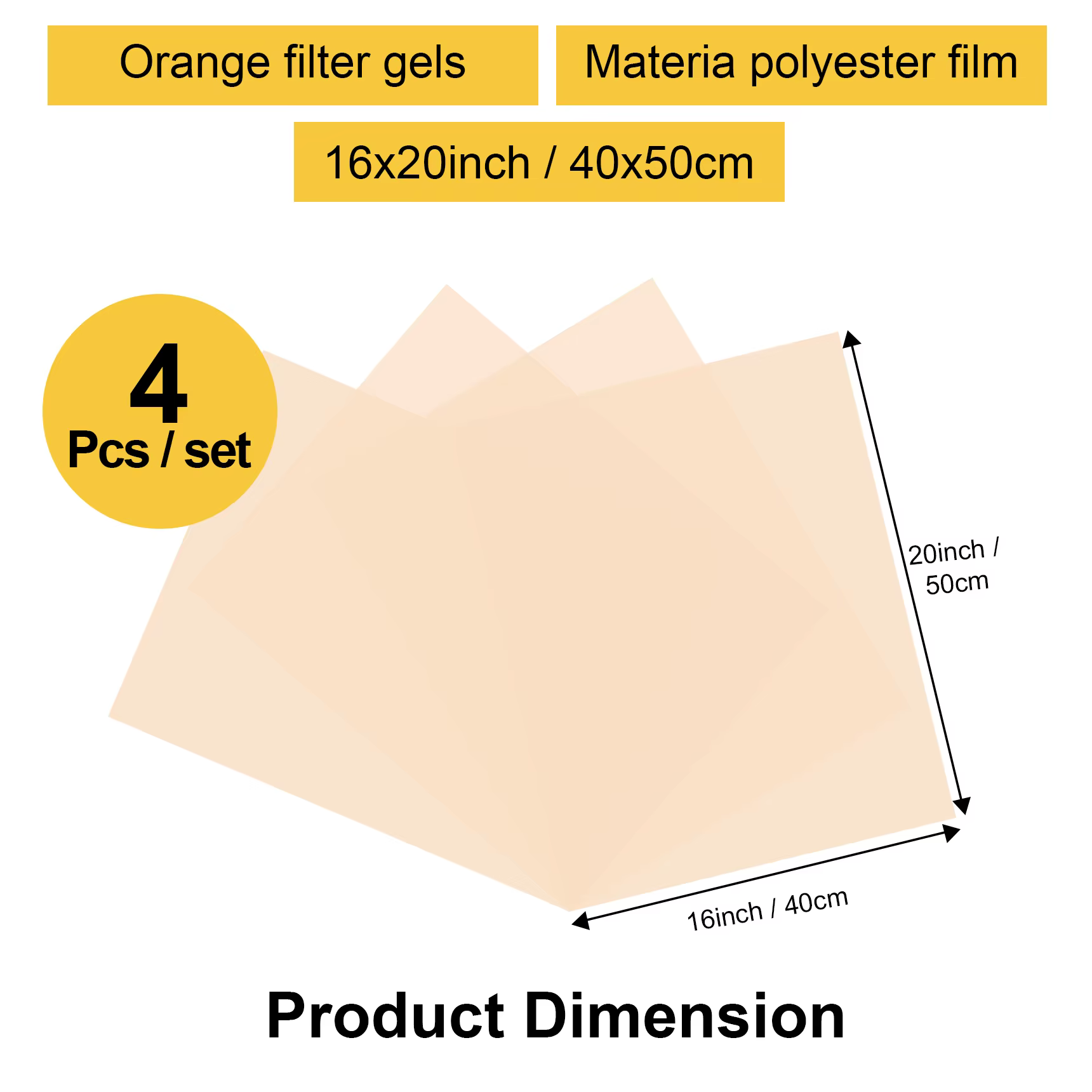 Selens 4PCS Orange Photo Light Gel Filters 85, 85A, 85B, 85C