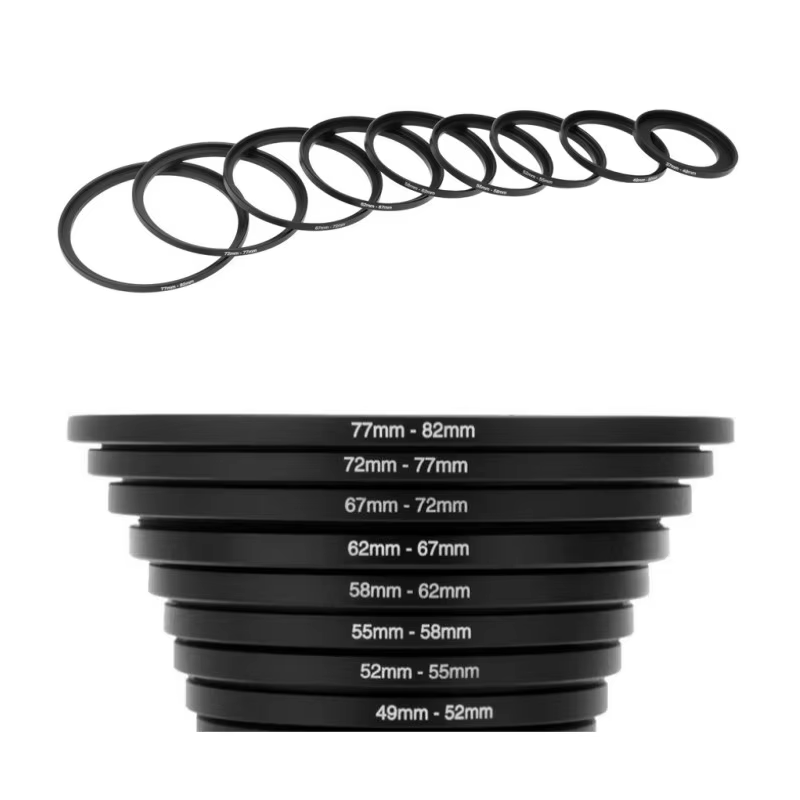 Metal Aluminum Step Up Lens Adapter Rings Set 46-82mm