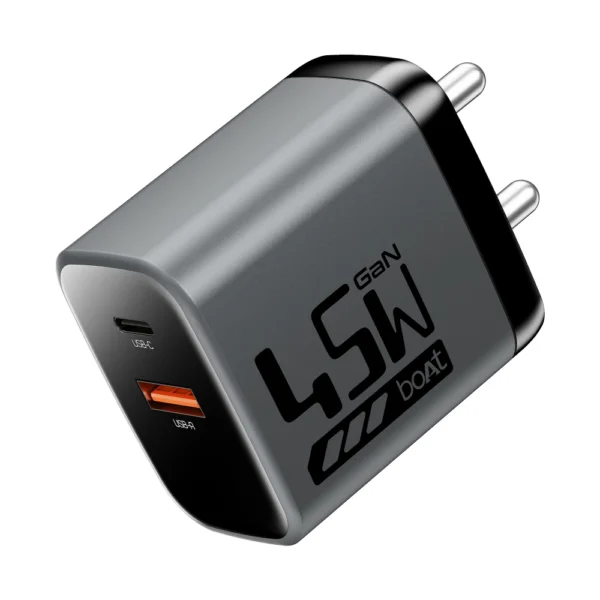 boAt 45W GaN Mobile Charger with Triple Port Ash Grey