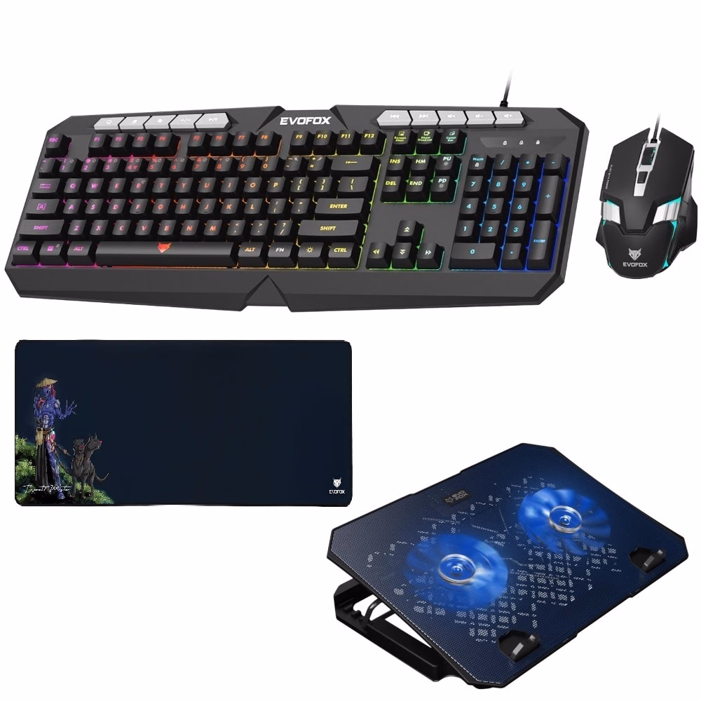 EvoFox Deathray 4-in-1 Wired Gaming Combo Black