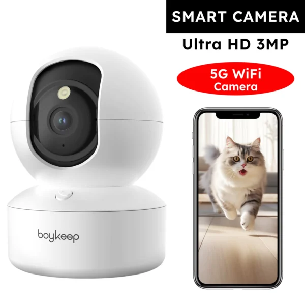 BoyKeep 2K Indoor Pet Camera with 360° Pan & Night Vision