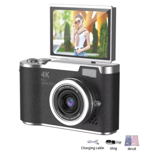 4K Digital Camera with Flip Screen and 48MP CMOS Sensor