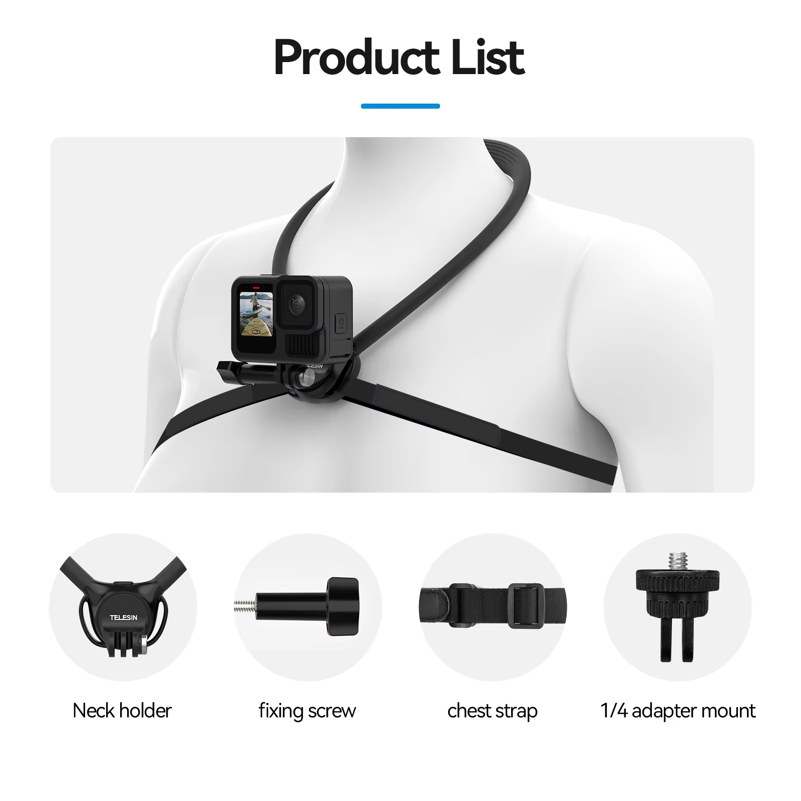 TELESIN 2-in-1 Neck Mount for Phone & Action Cameras