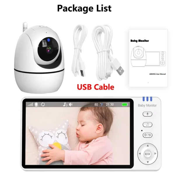 5 Inch Baby Monitor with PTZ Camera & Temperature Sensor