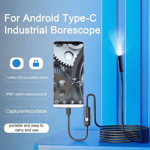 Type-C 5.5/7mm Endoscope Camera with 6 LEDs 1-2m Cable
