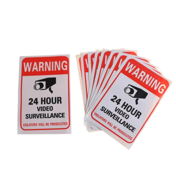 5Pcs Waterproof 24H Video Surveillance Warning Stickers