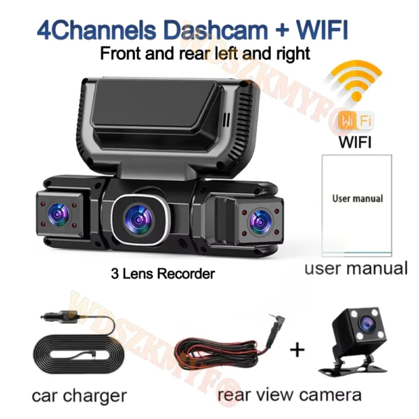4-Channel 1080P Car DVR with WiFi & 24H Parking Monitor