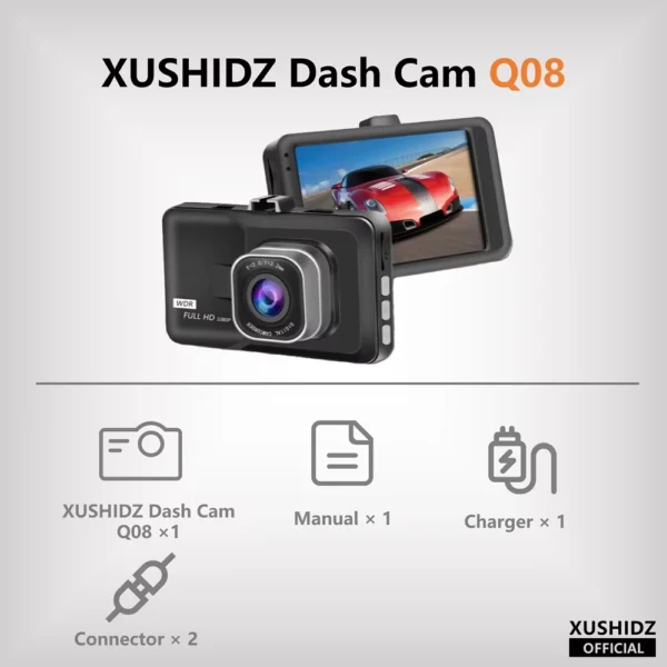 XUSHIDZ 1080P HD Car Dash Camera with Night Vision