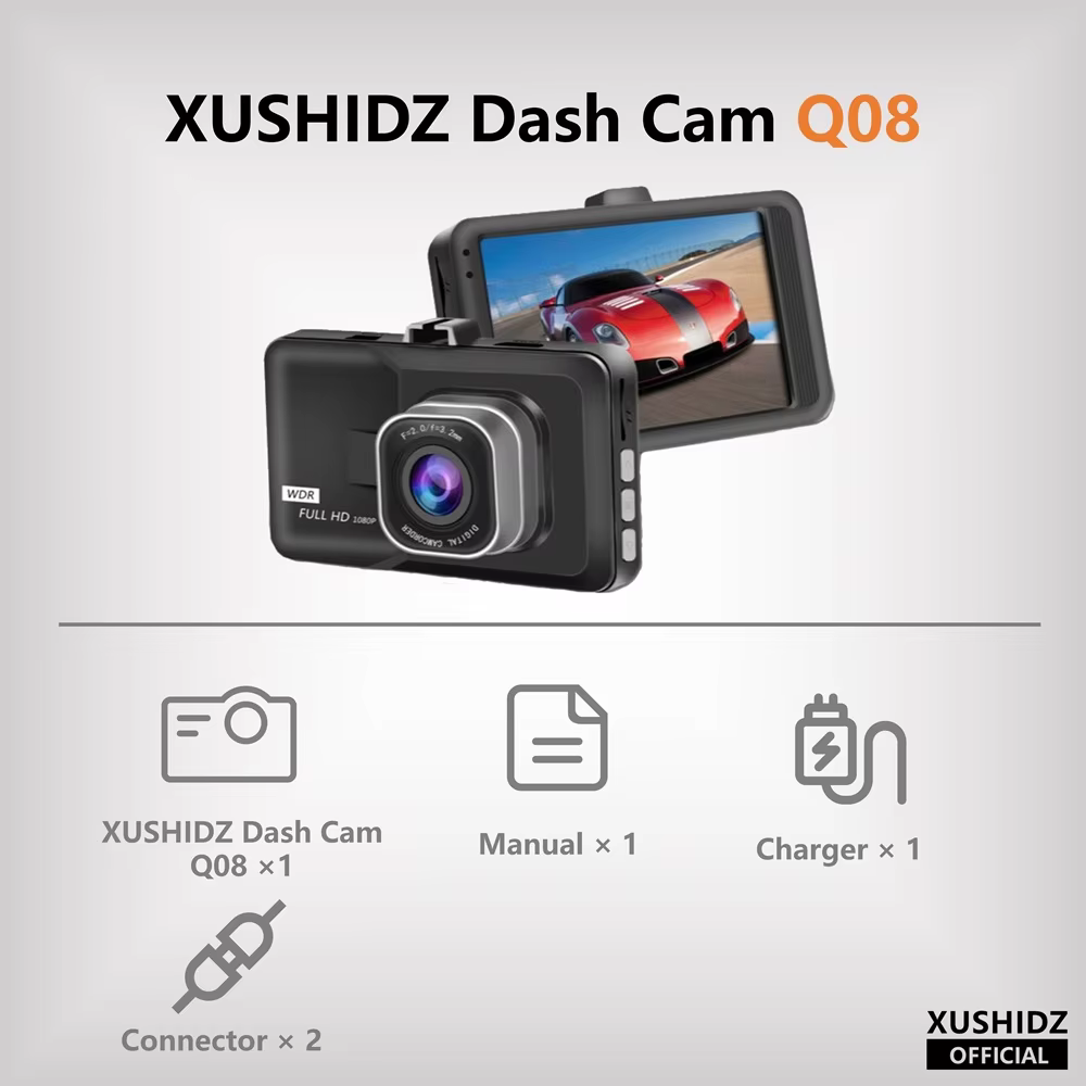 XUSHIDZ 1080P HD Car Dash Camera with Night Vision