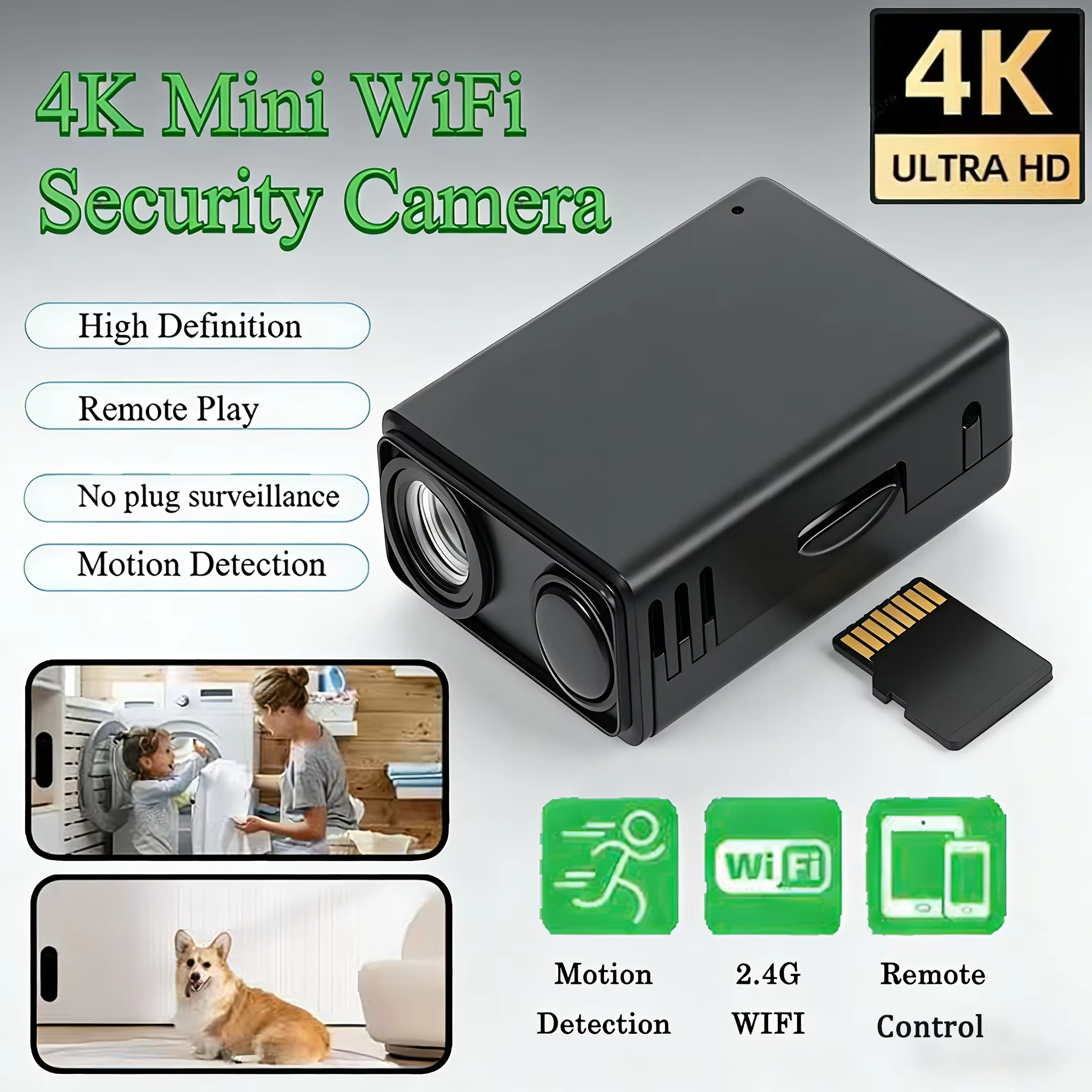 LZQLY 4K WiFi Mini Security Camera for Indoor Use