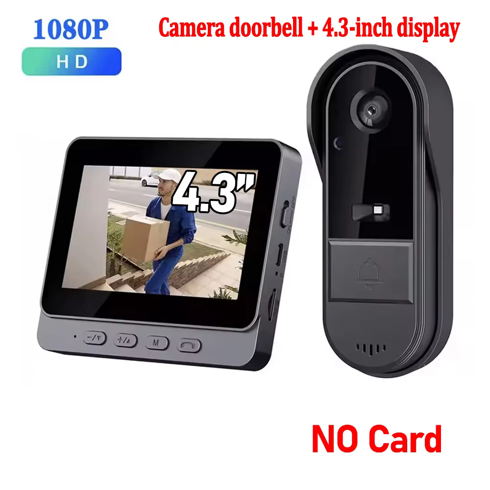 Wireless 1080P Video Doorbell with 4.3in Screen & Intercom