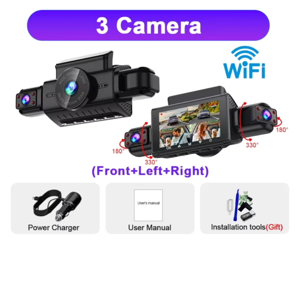 4-Channel Car Dashcam FHD 1080P WiFi Night Vision