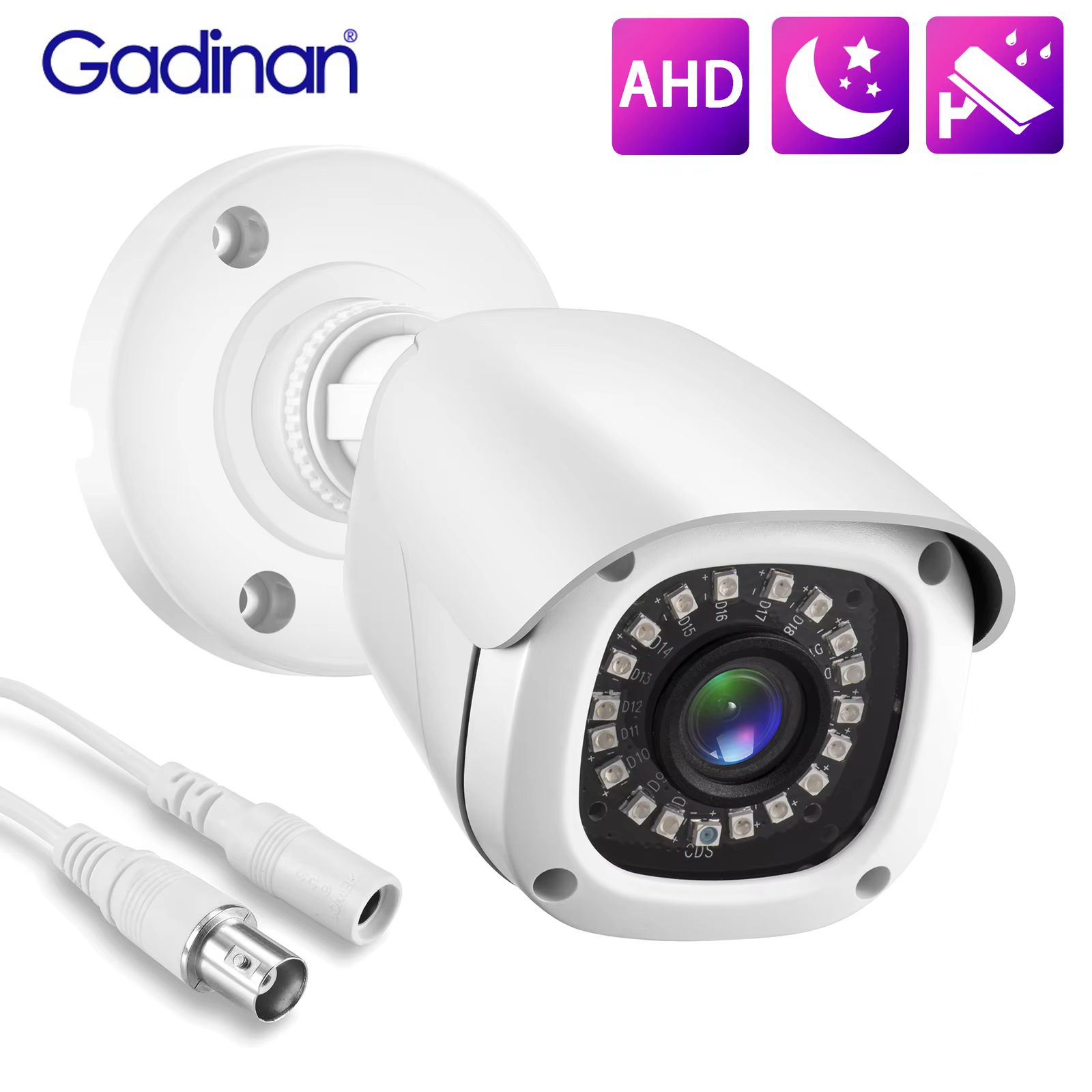 Gadinan 5MP AHD Wired Outdoor Security Bullet Camera