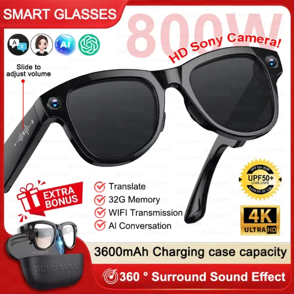 GUHUAVMI Smart Glasses with Dual 8MP Cameras & AI Features