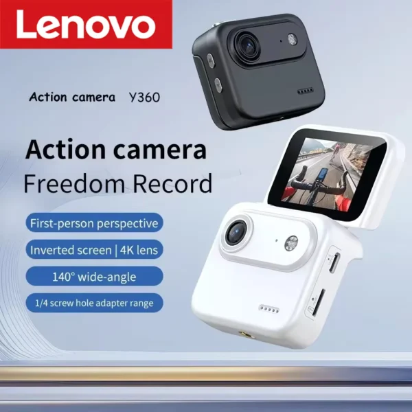 Lenovo Y360 4K Action Camera with Flip Screen & Stabilization