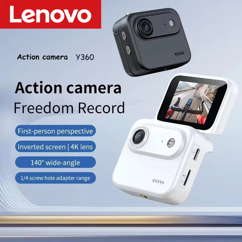 Lenovo Y360 4K Action Camera with Flip Screen & Stabilization