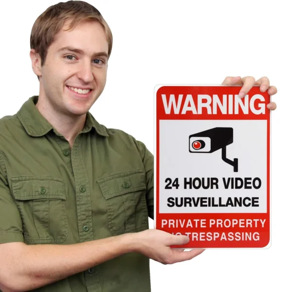 24-Hour Private Property No Trespassing Video Surveillance Sign