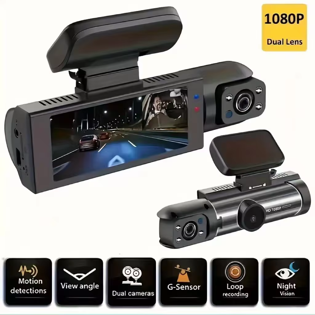 Focabo Dual Lens 1080P Car Dash Cam with IR Night Vision