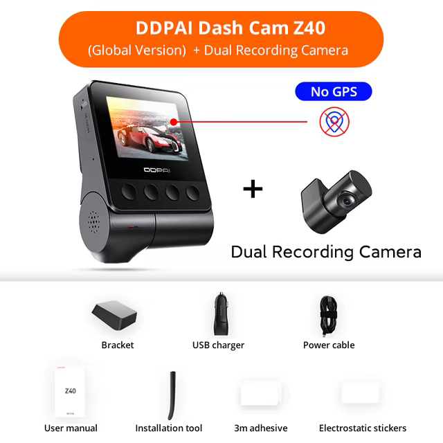 DDPAI Z40 Dash Cam 2.7K HD Front and Rear Recording