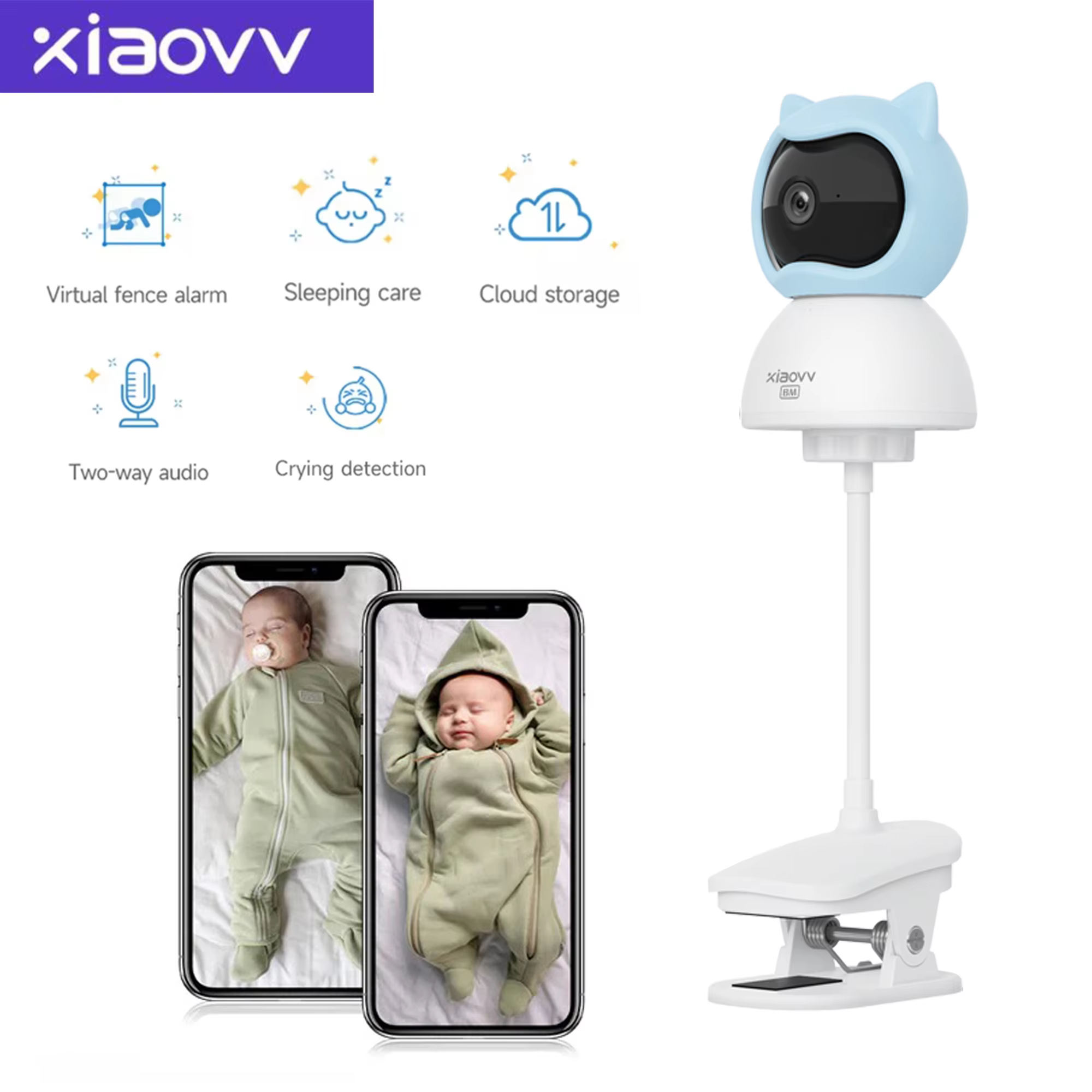 4MP WiFi Xiaovv Indoor Baby Monitor with Two-Way Audio
