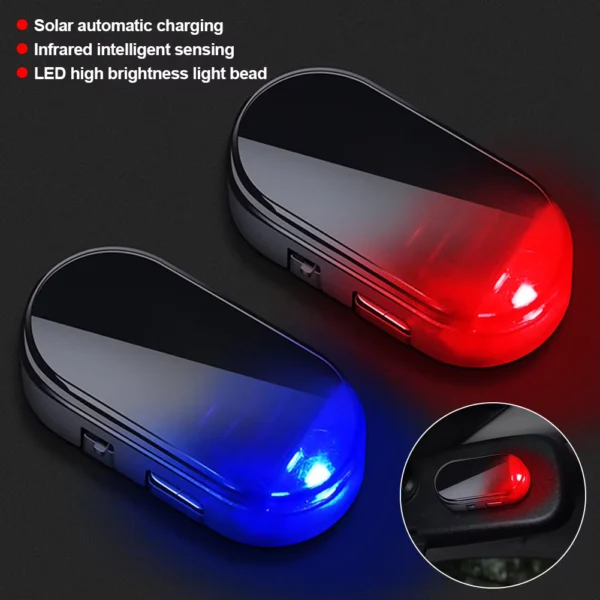 Solar-Powered Car Fake Security LED Warning Light